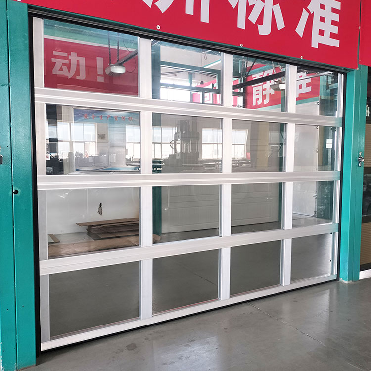 Moderne aluminiumglass gjennomsiktig garasjeport